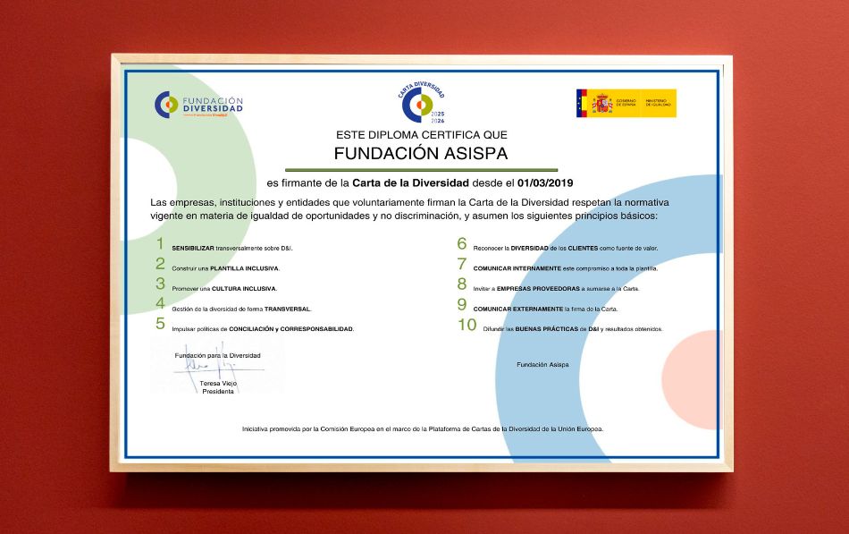 Fundación ASISPA renueva su compromiso con la diversidad e inclusión firmando la Carta de la Diversidad 2025-2026