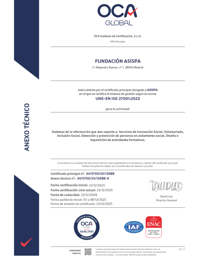 ISO 27001 iso 45001 Fundacion ASISPA
